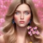 Placeholder:  beautiful, pretty very young european female face portrait, detailed eyes, hair with flowers, cosmic ambiance , 8k