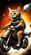 Placeholder: cat riding a rocket motorcycle wall art .