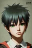 Placeholder: portrait artistic photo, wonderfull japanese boy, face yusuke yu yu hakusho, big brown eyes, short black hair, japanese uniform green, high quality, 8k, skin texture, realistic,