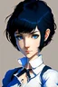 Placeholder: one piece style girl with straight black short hair and blue eyes in a puffy shirt