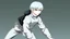 Placeholder: Satoru Gojo is a young tough guy white hair blue eyes black turtleneck without arms white loose pants in a defensive pose