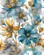 Placeholder: grey , smoke blue, turquoise and gold flower van Gough water color on white background