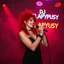 Placeholder: A MJ performing at dance club, her name MJ FLAPYPUSY and looks crazy, crazy red hair with black dress. Neon lights and smog, DJ FLAPYPUSY SIGN ON WALL