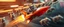 Placeholder: rocket ship cat captain in high speed pursuit among neon rats, with background motion blur