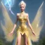 Placeholder: beautiful fairy very etheric, nice smiling, long blond hair, magic glamour pink make up, delicate colors, complete vision of very transparent golden and big wings, beautiful glamour transparent golden dress, ultra sharp focus, 8k, unreal engine 5, extremely sharp detail, light effect, soft light atmosphere, smooth, full of details, face in front, complete vision of face and hair and of the body