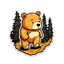 Placeholder: Sticker design on white background, Teddybear walking in a forest, in Don Bluth style, ambient light, high details, photorealistic