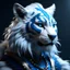 Placeholder: Blue and white fur, human tiger fusion, detaled, arcane, cinematic