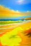 Placeholder: oil painting, beach and seascape, large brush strokes, warm colors