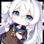 Placeholder: Clear focus, High resolution, long white hair, hair between eyes, straight long locks, sparkling blue eyes, wearing a sailor uniform, wearing a sailor skirt, wearing a brown vest, cute, 1girl, fluffy hair, cute, chibi, cartoon, rough line art, white background