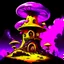 Placeholder: A fantabulous black, yellow, and magenta (((mushroom tower house))) erected atop a (geologic pillar), surrounded by the uncanny imaginative ((( swirling skies))), offset by the stark hues of a (neon-tinged nebulous space scape), within. captured by the hand a skilled master painter with a focus on (softly blurred compositions and voluminous lighting).