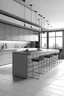 Placeholder: Cozinha grande minimalista moderna, cinza