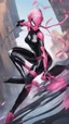 Placeholder: A close picture to Mix between gwenpool and symbiote, intricate details, highly detailedin in solo leveling shadow art style