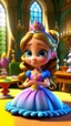 Placeholder: With ribbons and bows, and a table so neat, She readies the castle for a magical feat. The aroma of tea, in the air, starts to twirl, As Princess Penelope invites every boy and girl. , cartoon,3D