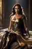 Placeholder: The room is dimly lit, casting a seductive glow upon the figure reclining on the bed. Gal Gadot, adorned in the powerful armor of Wonder Woman, exudes an aura of strength and grace. The golden tiara atop her head gleams, highlighting the determination in her eyes. Her crimson cape cascades down, pooling around her like a river of passion. You, the writer, cannot help but be captivated by this scene. The weight of the world rests upon Gal Gadot's shoulders, yet she remains poised, ready to face a