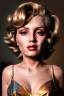 Placeholder: Ultra Realistic image, portrait, blonde woman, sweet Marylin Monroe face, perfect iris, glow eyes, gold makeup, wires attached to head. Steampunk style, latex coat, fog, rain, soft color, highly detailed, unreal engine 5, ray tracing, RTX, lumen lighting, ultra detail, volumetric lighting, 3d, finely drawn, high definition, high resolution.