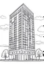 Placeholder: A 5 STAR AMAZING MODERN HOTEL, flat vector, full view, only draw lines, clean line art, –no sketch, color, –ar 3:4, white background, minimalistic black lines, minimal black color, low level black colors, coloring page, avoid thick black colors, thin black line art, avoid colors, perfect shape, perfect clear lines,