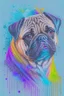 Placeholder: Abstract wet watercolour, portrait of a pug