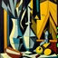 Placeholder: a painting of a vase and a knife, a still life by Amadeo de Souza Cardoso, pixiv, cubism, picasso, cubism, oil on canvas