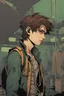 Placeholder: sewer punk guy, jacket, brown hair, grunge aesthetic, chemise, comic book style