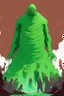 Placeholder: Terrifying image of a slime person dnd artstyle, Towering over a helpless party of heros