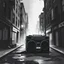 Placeholder: dirty back streets ghettoblaster abstract particles waves length sonic capacity black and white cube