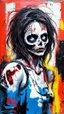 Placeholder: graffiti art of beautiful cartoon zombie girl , elaborate acrylic spray paint by Yoji shinkawa + nick Edwards + Junji Ito style with bold brushstrokes, vibrant saturated natural color
