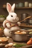 Placeholder: Cute chubby bunny floppy ears adventurer dnd cooking art realism