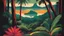 Placeholder: Brazilian rainforest beautiful artistic vintage poster in the style of USA national park posters colorful graphic design