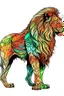 Placeholder: side view of LION, FULL BODY, thick outline, low details, Vivid Color