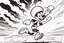 Placeholder: mostly sky, ground line at bottom, small cartoon character running towards the right side, leaving behind a cloud of dust. style of looney toons cartoon
