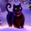 Placeholder: black Cat tangled up in christmas