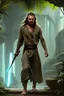 Placeholder: Step into the captivating photograph, where the legendary Qui-Gon Jinn, a wise Jedi Master, commands attention! With astonishing hyper-realism, Qui-Gon, in the prime of his 20s, wears an intriguing scifi-inspired outfit. The backdrop features a lush and vibrant jungle, adding a sense of mystery and adventure to the scene.