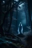 Placeholder: Spooky ghost in a midnight forest