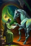 Placeholder: Doctor discovering alien inside horse,prize winning oil painting,book cover illustration