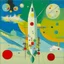 Placeholder: A pale greenish white missile facility in the sky painted by Wassily Kandinsky