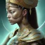 Placeholder: Sango fantasy, fantasy magic, intricate, sharp focus, illustration, highly detailed, digital painting, concept art, matte, art germ and Paul Lewin and Kehinde Wiley, masterpiece Mayan princess dancer head bronze feather's' Asian Latin girl nice breast brown Thai hair turquoise silver blue sky