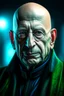 Placeholder: hyper real oil painting of cyberpunk Nosferatu portrait with clear blue-green eyes in spotlight feeling in control, zeiss prime lens, bokeh like f/0.8, tilt-shift lens 8k, high detail, smooth render, down-light, unreal engine, prize winning