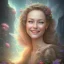 Placeholder: portrait de femme fée souriante, cascades, texture, qualité 8k, étoiles ,montagnes, nature, fleurs