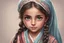 Placeholder: Craft a heartwarming digital portrait of a girl in traditional Pakistani clothing, showcasing her big grey eyes and a beautifully rendered long braid."