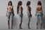 Placeholder: Female character full anatomy Proportions of the character the head-to-body ratio . Front, Side, and Back Views: Provide multiple views of the character, including front, side, and back mode sheet .stylized animation character 8k Art station.