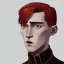 Placeholder: general hux 3/4 view, wearing a black First Order uniform, serious, imposing figure, thick eyebrows, digital art, wearing a black First Order uniform, green eyes