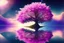 Placeholder: tree near the flowers, water reflection, galaxy, cosmos, science fiction, epic scene.