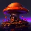 Placeholder: Wonderful spotless mushroom house in space. Floating Island in space. Black, eggplant and tangerine colored. fine detail oil painting photo realistic hyper detailed perfect composition trending on artstation.