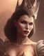 Placeholder: old evil queen in black leather gown, femme fatale, volouptous, busty, cleavage, angry, emperious, 8k resolution concept art portrait by Greg Rutkowski,