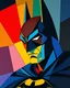 Placeholder: Batman's cubist masterpiece, full of vibrant colors, straight and bold lines. Batman is crafted from geometric shapes, with an interplay of light and shadow, creating fascinating depth and detail. It combines primary and secondary colors, achieving a harmonious balance between simplicity and sophistication. Inspired by painting, photography, illustration, architecture, dark fantasy and ukiyo-e