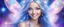 Placeholder: entire face and head of a beautiful bright fairy cosmic women with cosmic long straight hair, crystal jewel and dressed with a magic crystal suit. she has light make up and a sweety smile. she has a magic bright ray over the head