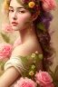 Placeholder: painting of flowers and beautiful girl portrait, scaffolding, anatomically correct, beautiful perfect face, sharp focus, highly detailed