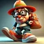 Placeholder: 3D, cartoon, Gustavo Petro, full body, shoes, hat