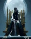 Placeholder: A young vampire girl siting on a great throne , black and white by Greg Rutkowski, Sung Choi, Mitchell Mohrhauser, Maciej Kuciara, Johnson Ting, Maxim Verehin, Peter Konig, 8k photorealistic, cinematic lighting, HD, high details, dramatic, atmosphereric, trending on artstation, black and white