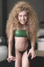 Placeholder: extremely tiny, thin, beautiful 21-year-old Sheena Greane with long, wavy curly blonde hair, wearing a wearing swimming gear, smiling a happy smile, extremely giant, oversized, humongous orbs, pitch black background, professional quality studio 35mm 8x10 uhd photograph,